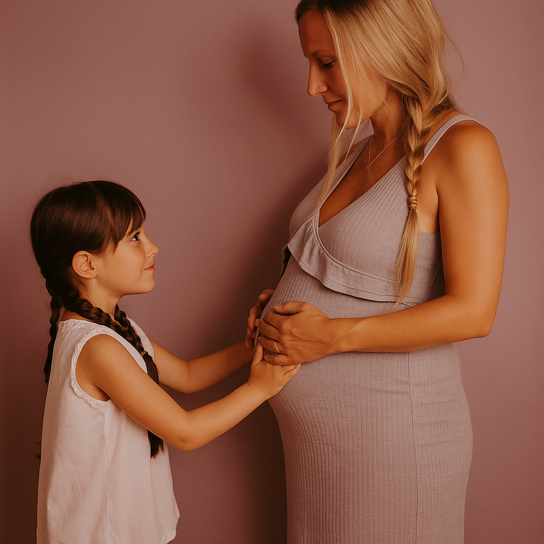 Une maman enceinte et son enfant accompagnées par l'association M'ta Mat